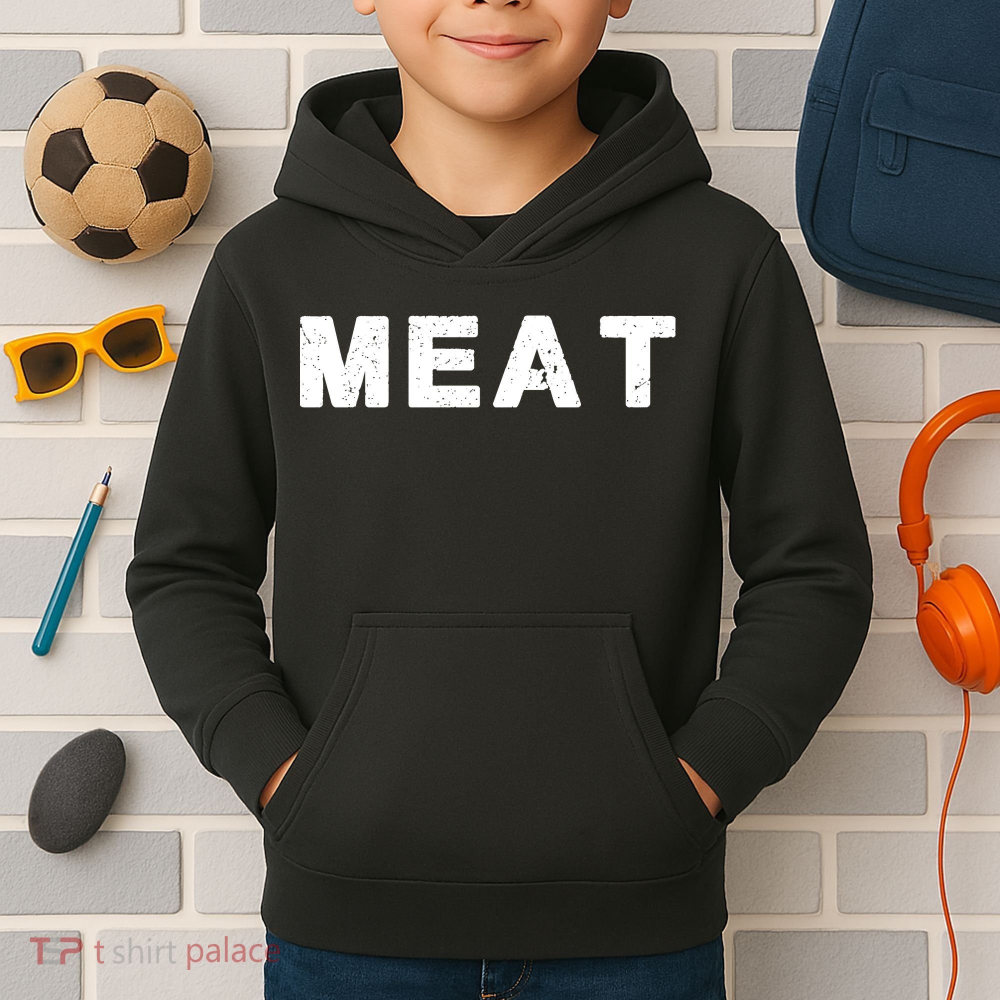 MEAT Tasty BBQ Food Funny Kids Hoodie