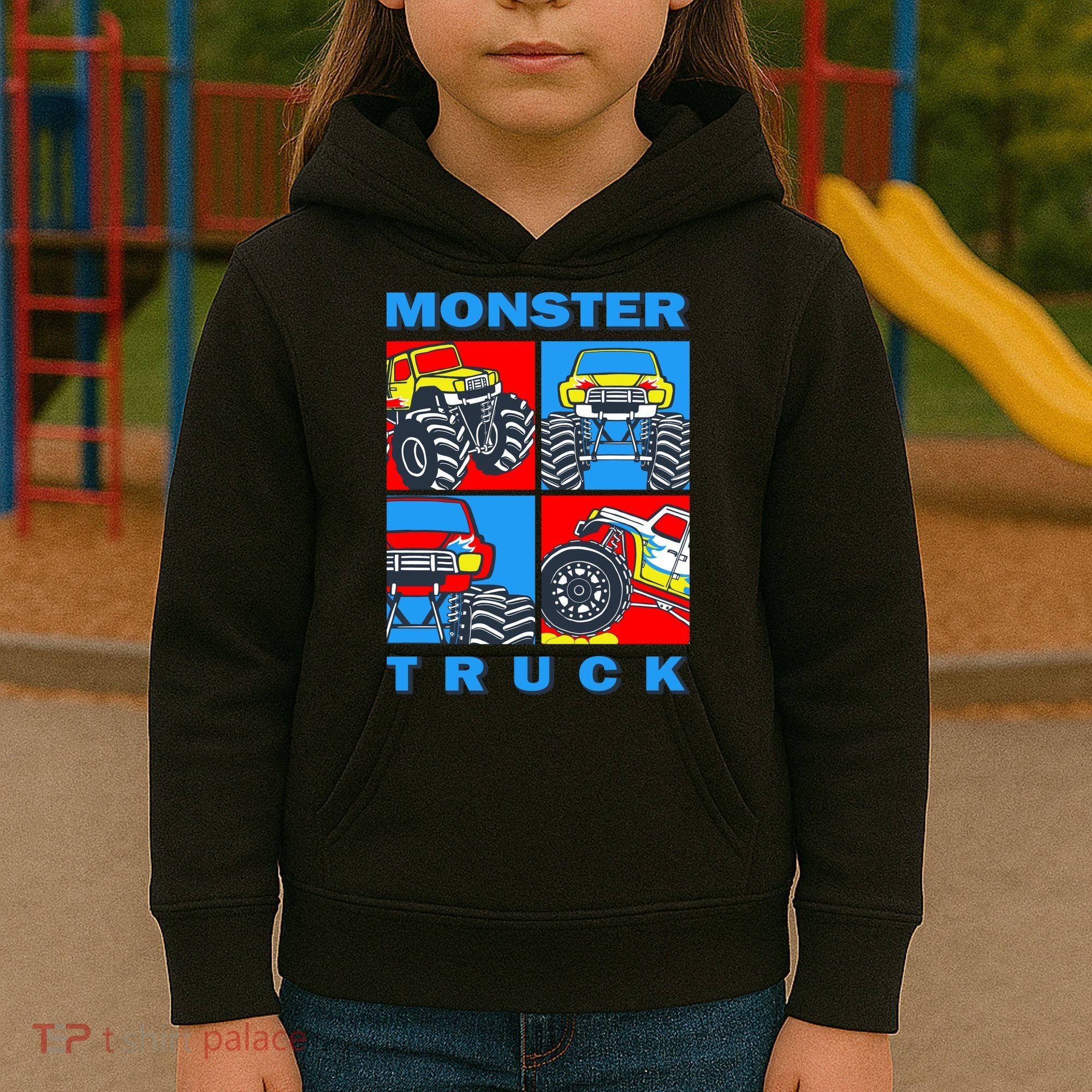 Monster Truck Block Kids Hoodie