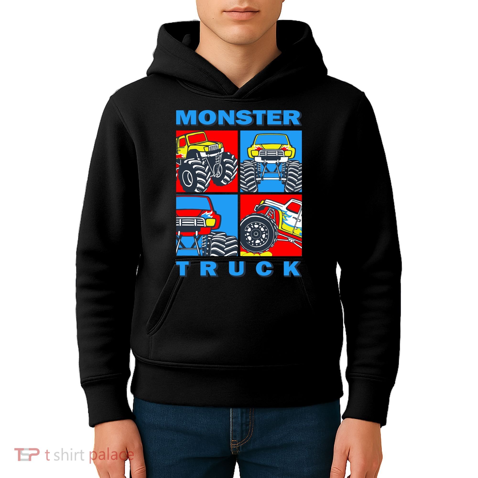 Monster Truck Block Kids Hoodie