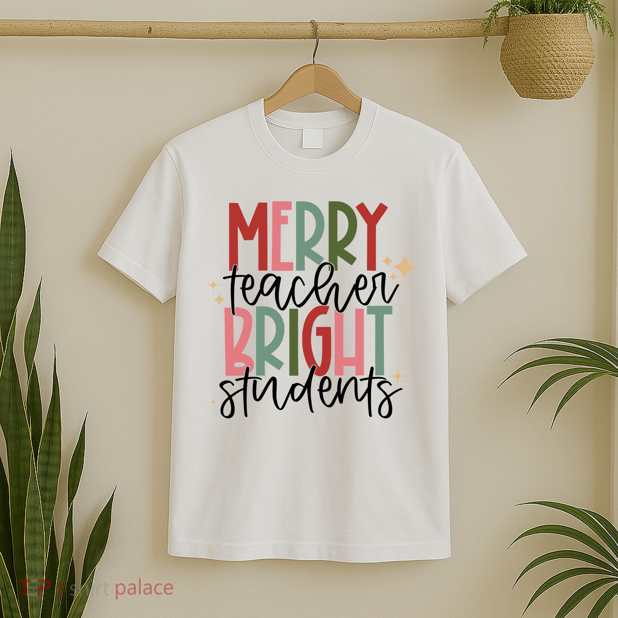 Merry Teacher Bright Students Christmas T-Shirt