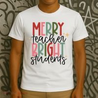 Merry Teacher Bright Students Christmas T-Shirt thumb 3