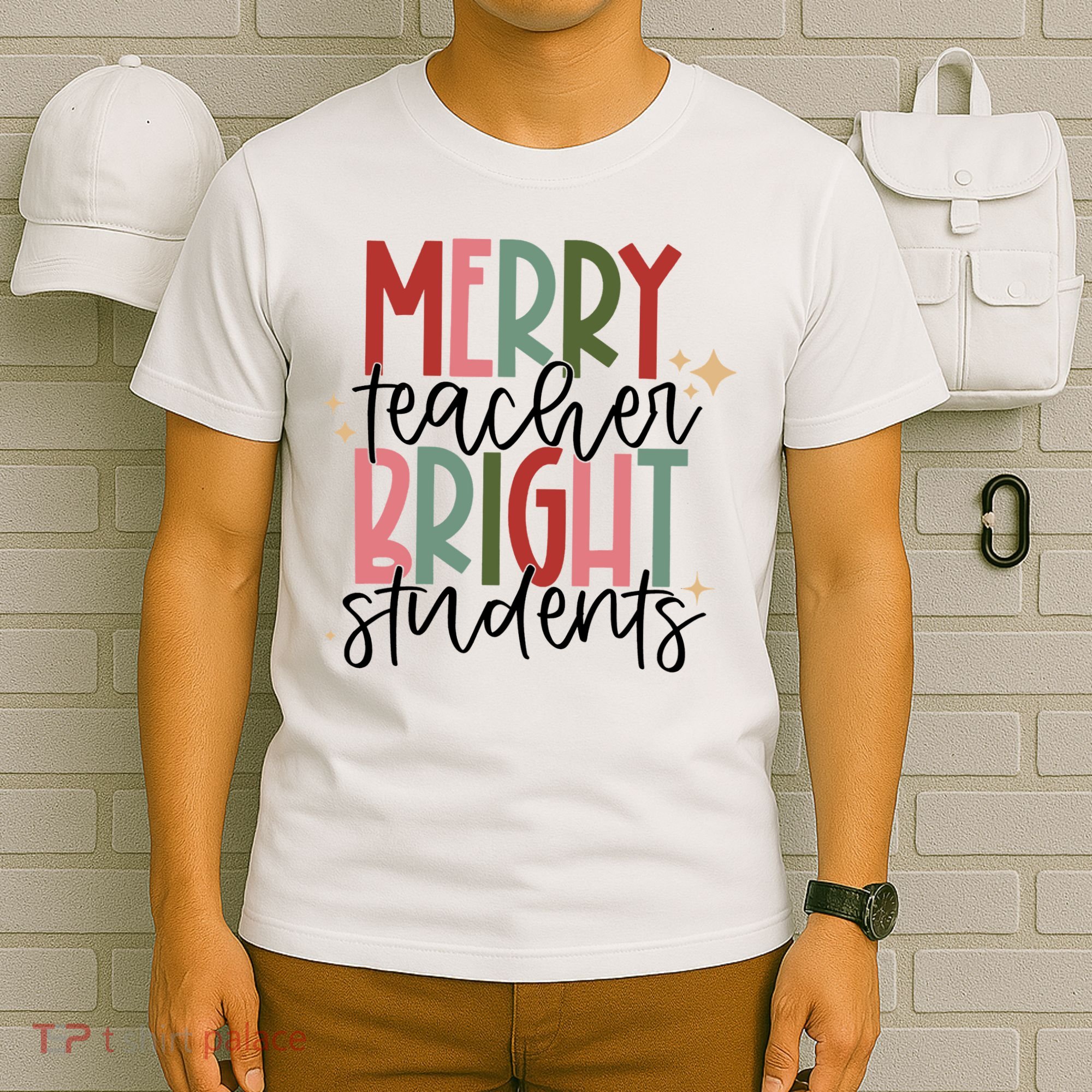 Merry Teacher Bright Students Christmas T-Shirt