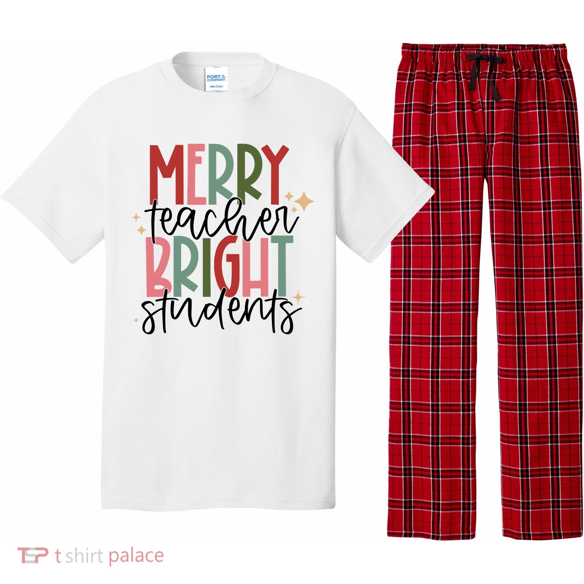 Merry Teacher Bright Students Christmas Pajama Set