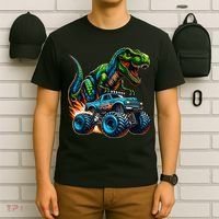 Monster Truck Boy Dinosaur Birthday Party Monster Truck T-Shirt thumb 6