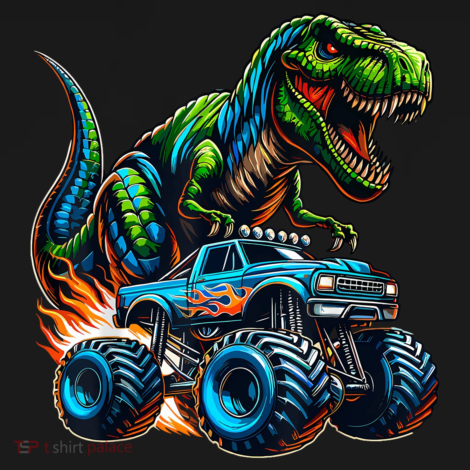 Monster Truck Boy Dinosaur Birthday Party Monster Truck Women's Tank Top