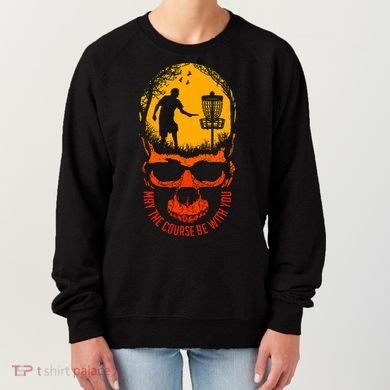 May The Course Be With You Disc Golf Player Skull Sunset Women's Sweatshirt