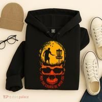 May The Course Be With You Disc Golf Player Skull Sunset Hoodie thumb 4