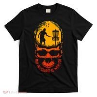 May The Course Be With You Disc Golf Player Skull Sunset T-Shirt thumb 0