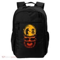 May The Course Be With You Disc Golf Player Skull Sunset Backpack thumb 0