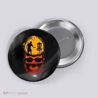 May The Course Be With You Disc Golf Player Skull Sunset Button thumb 0