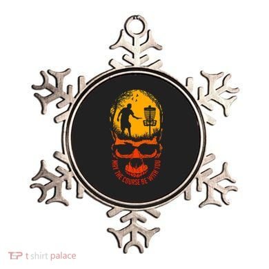 May The Course Be With You Disc Golf Player Skull Sunset Ornament