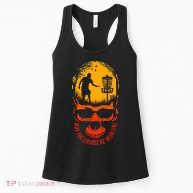 May The Course Be With You Disc Golf Player Skull Sunset Women's Tank Top