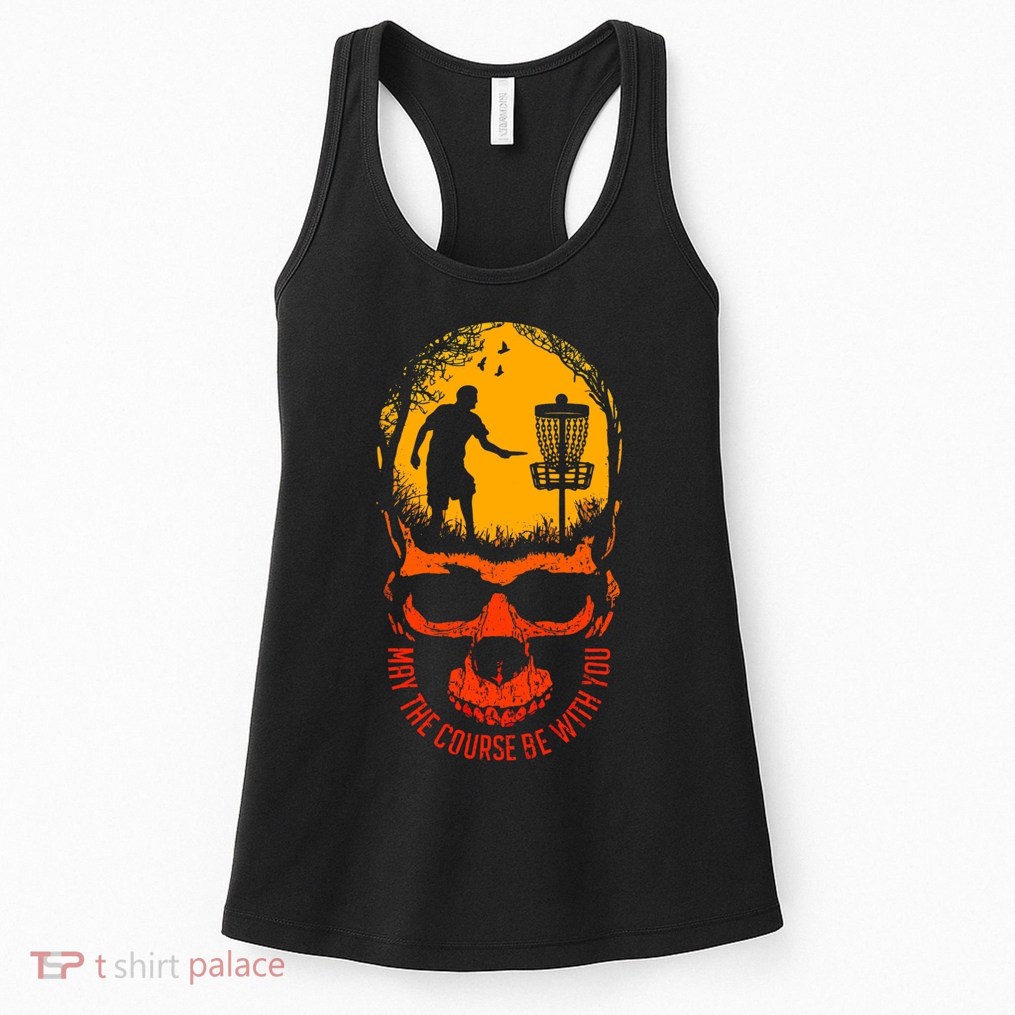 May The Course Be With You Disc Golf Player Skull Sunset Women's Tank Top