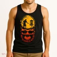 May The Course Be With You Disc Golf Player Skull Sunset Tank Top thumb 3