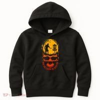 May The Course Be With You Disc Golf Player Skull Sunset Kids Hoodie thumb 0