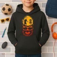 May The Course Be With You Disc Golf Player Skull Sunset Kids Hoodie thumb 2