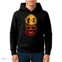May The Course Be With You Disc Golf Player Skull Sunset Kids Hoodie thumb 4