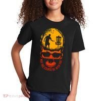 May The Course Be With You Disc Golf Player Skull Sunset Kids T-Shirt thumb 2