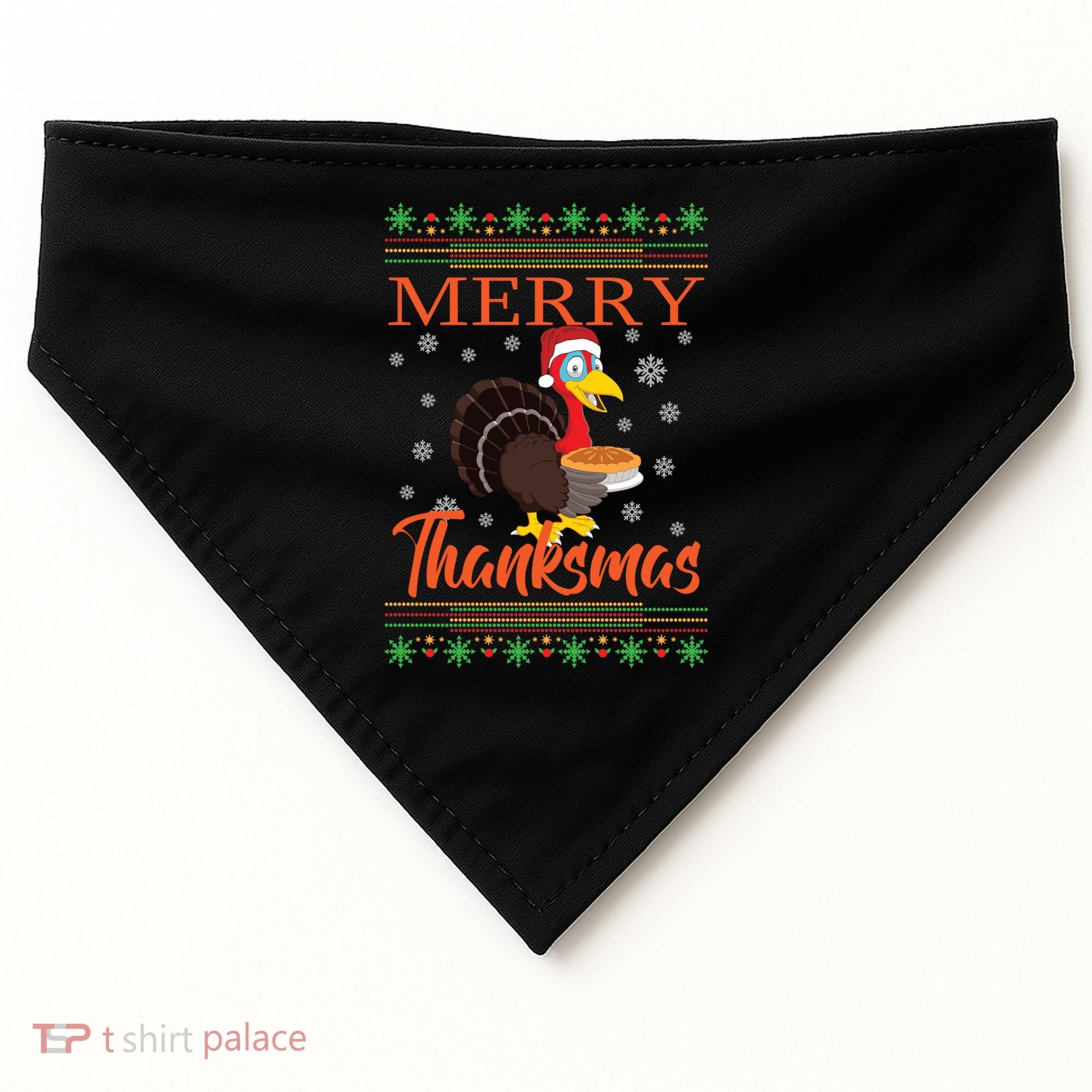 Merry Thanksmas Cute Turkey Santa Hat Thanksgiving Christmas Gift USA-Made Doggie Bandana