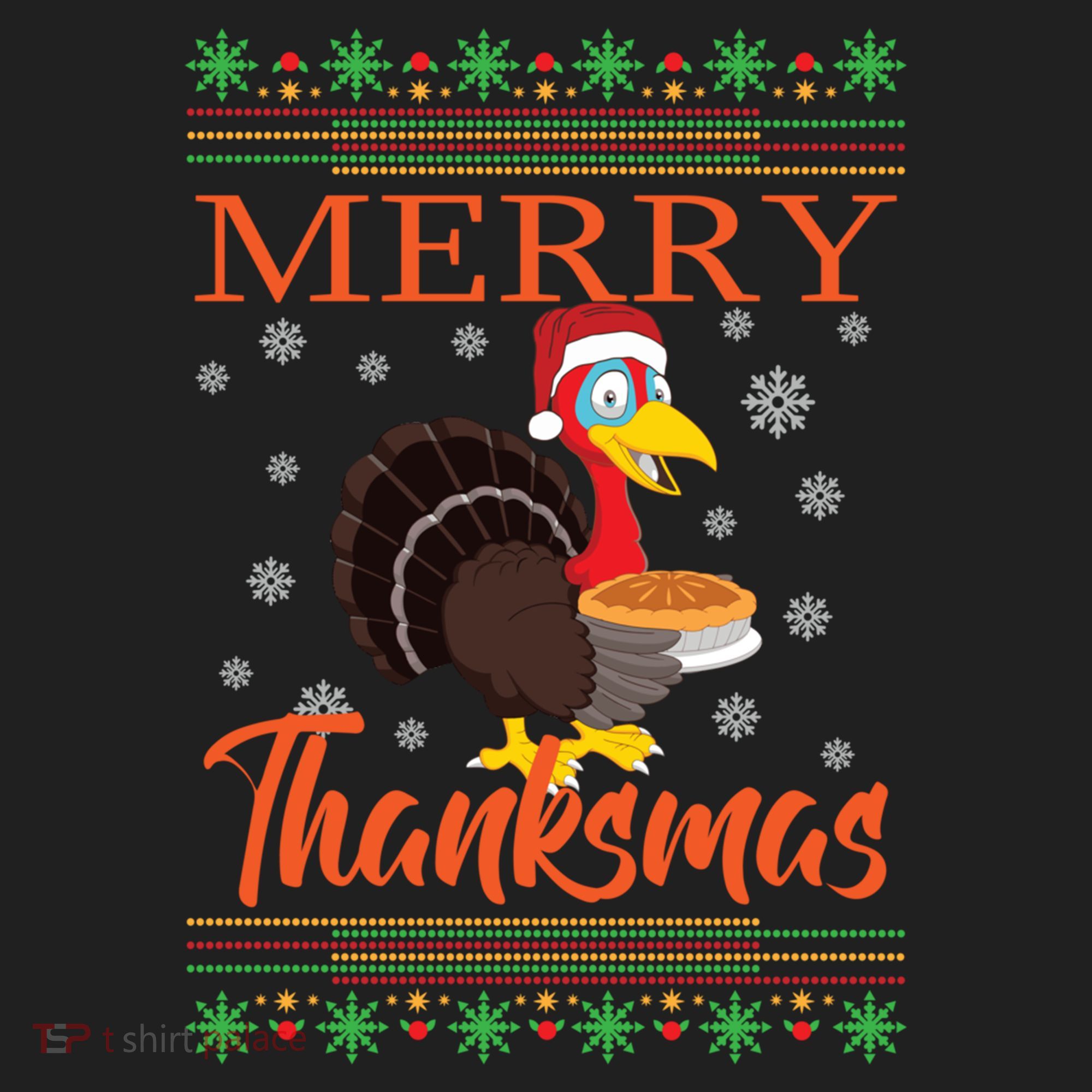 Merry Thanksmas Cute Turkey Santa Hat Thanksgiving Christmas Gift Beanie