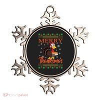 Merry Thanksmas Cute Turkey Santa Hat Thanksgiving Christmas Gift Ornament thumb 0