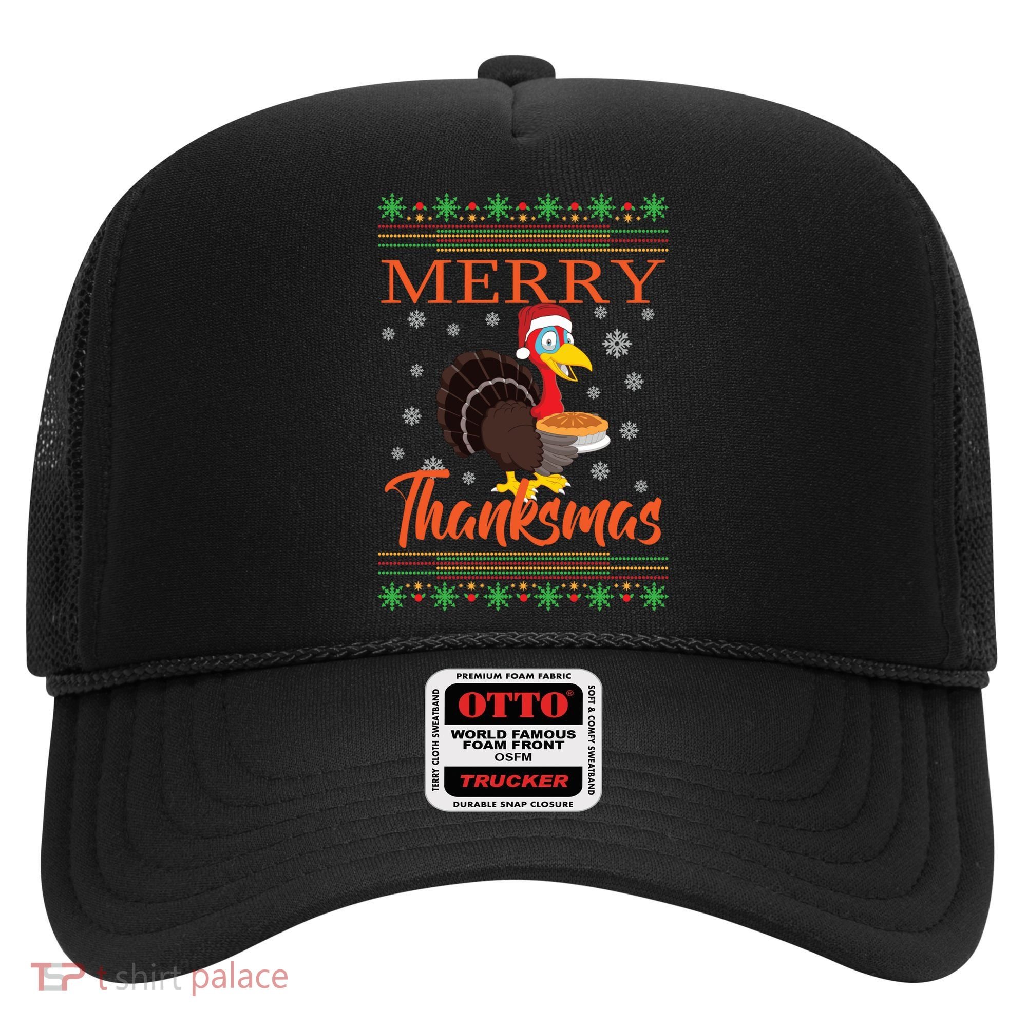 Merry Thanksmas Cute Turkey Santa Hat Thanksgiving Christmas Gift Hat