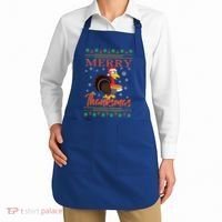 Merry Thanksmas Cute Turkey Santa Hat Thanksgiving Christmas Gift Apron thumb 2