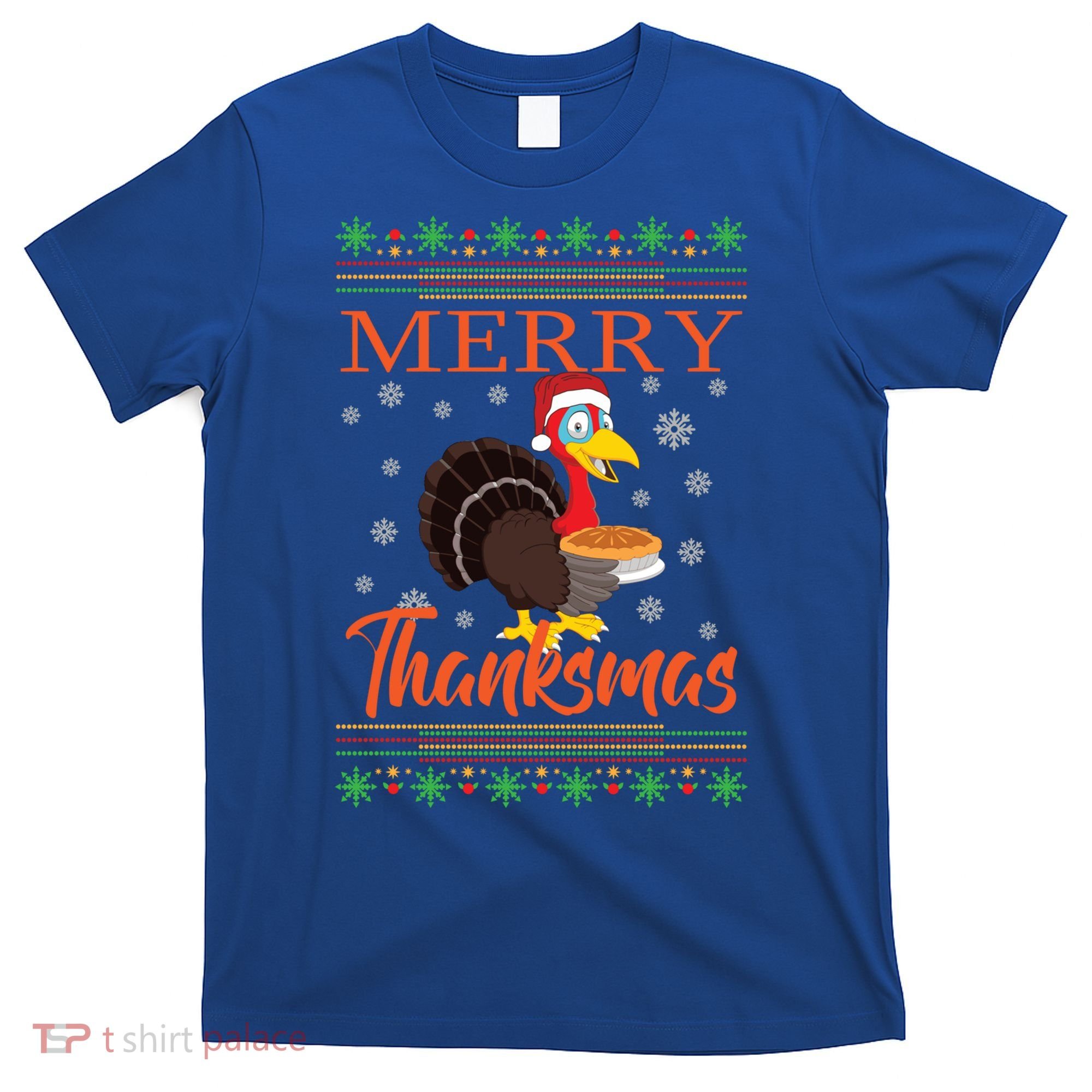 Merry Thanksmas Cute Turkey Santa Hat Thanksgiving Christmas Gift T-Shirt