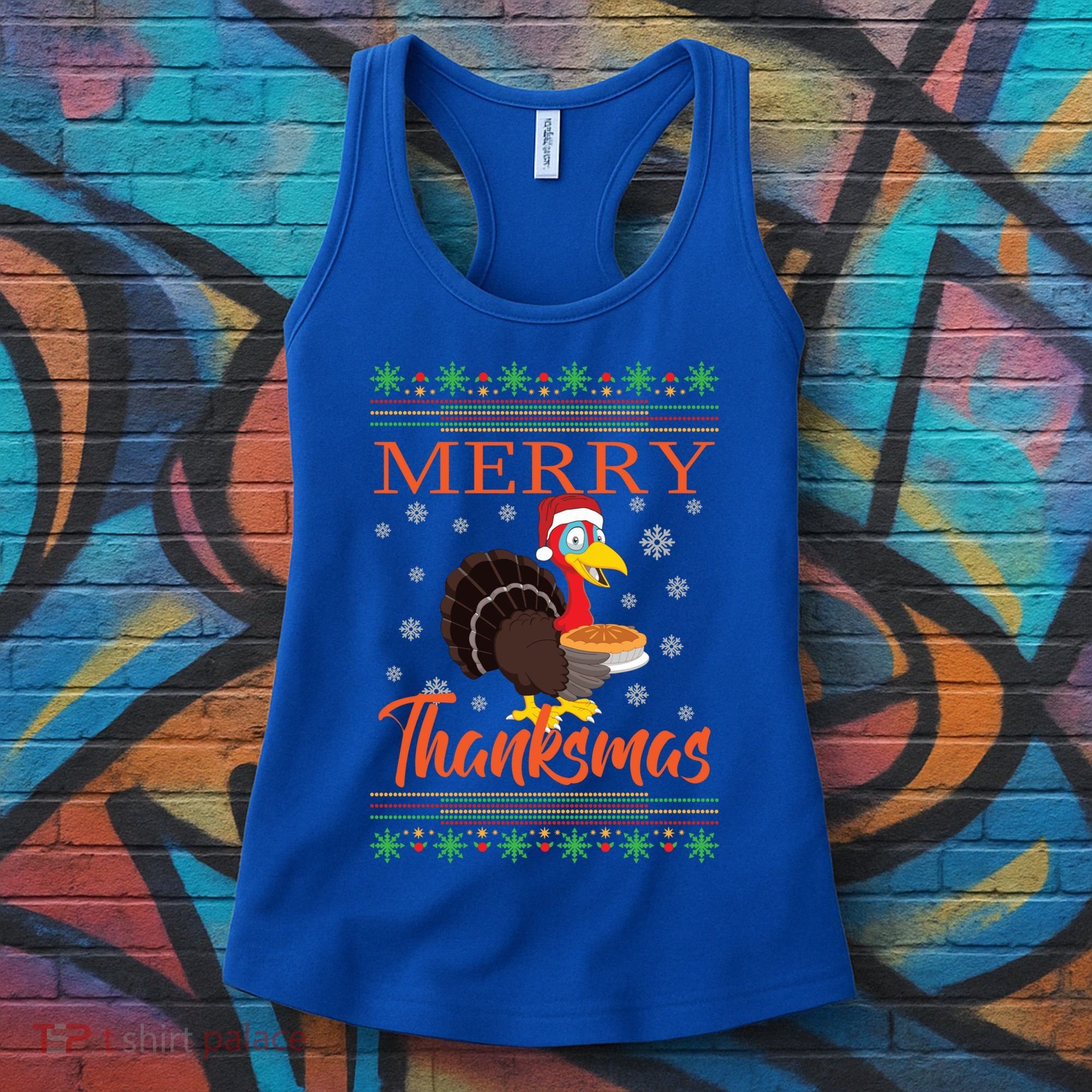 Merry Thanksmas Cute Turkey Santa Hat Thanksgiving Christmas Gift Women's Tank Top