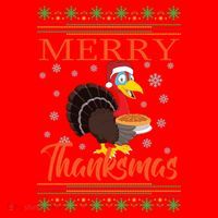 Merry Thanksmas Cute Turkey Santa Hat Thanksgiving Christmas Gift Santa Hat thumb 1