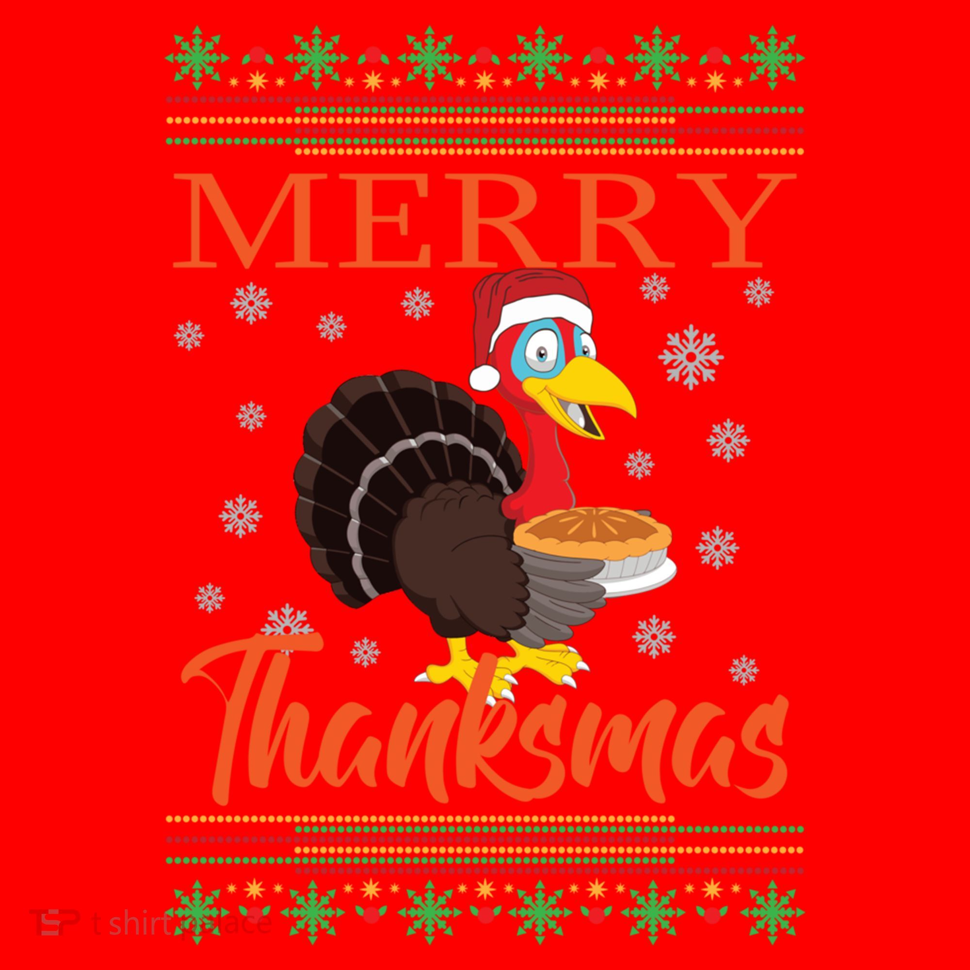 Merry Thanksmas Cute Turkey Santa Hat Thanksgiving Christmas Gift Santa Hat