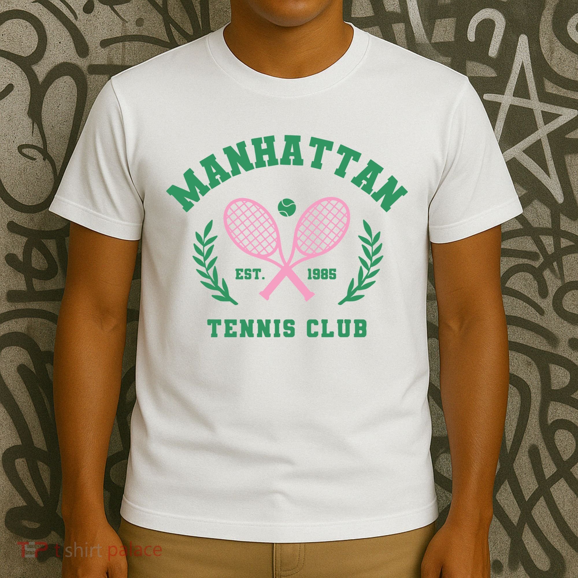 Manhattan Tennis Club Pink And Green Tennis T-Shirt