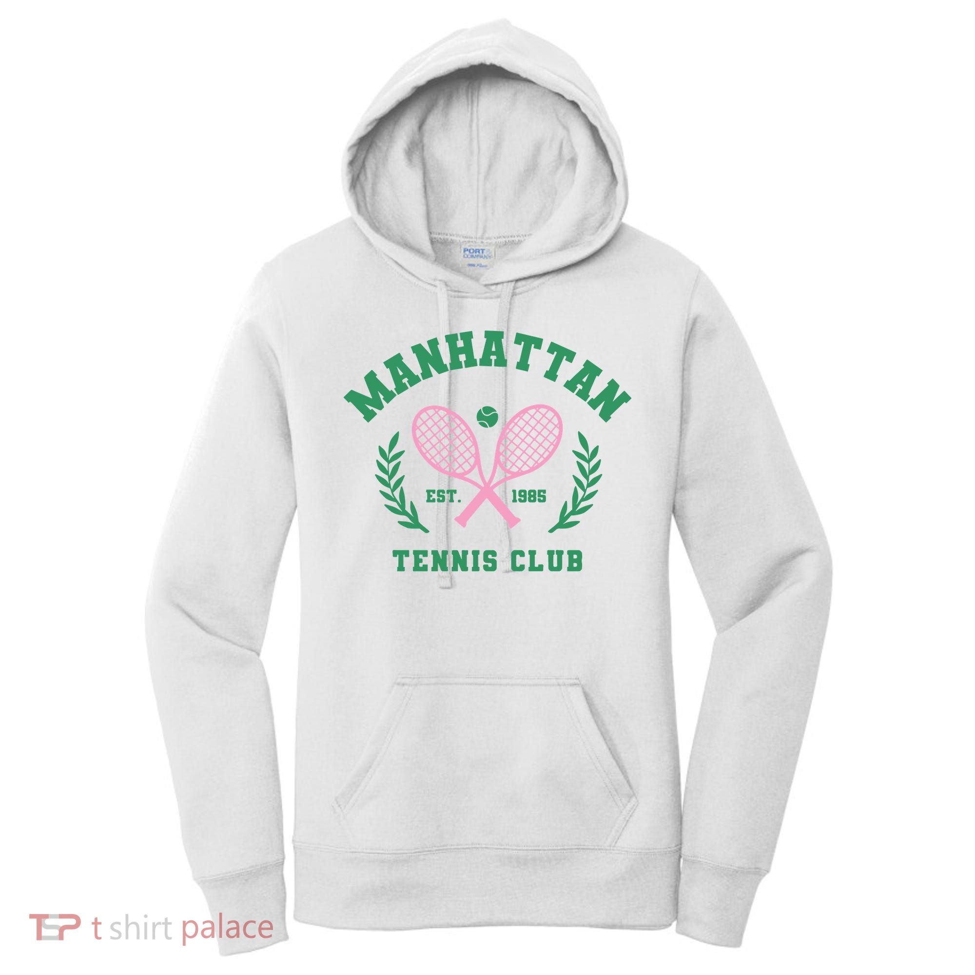 Manhattan Tennis Club Pink And Green Tennis Women's Hoodie