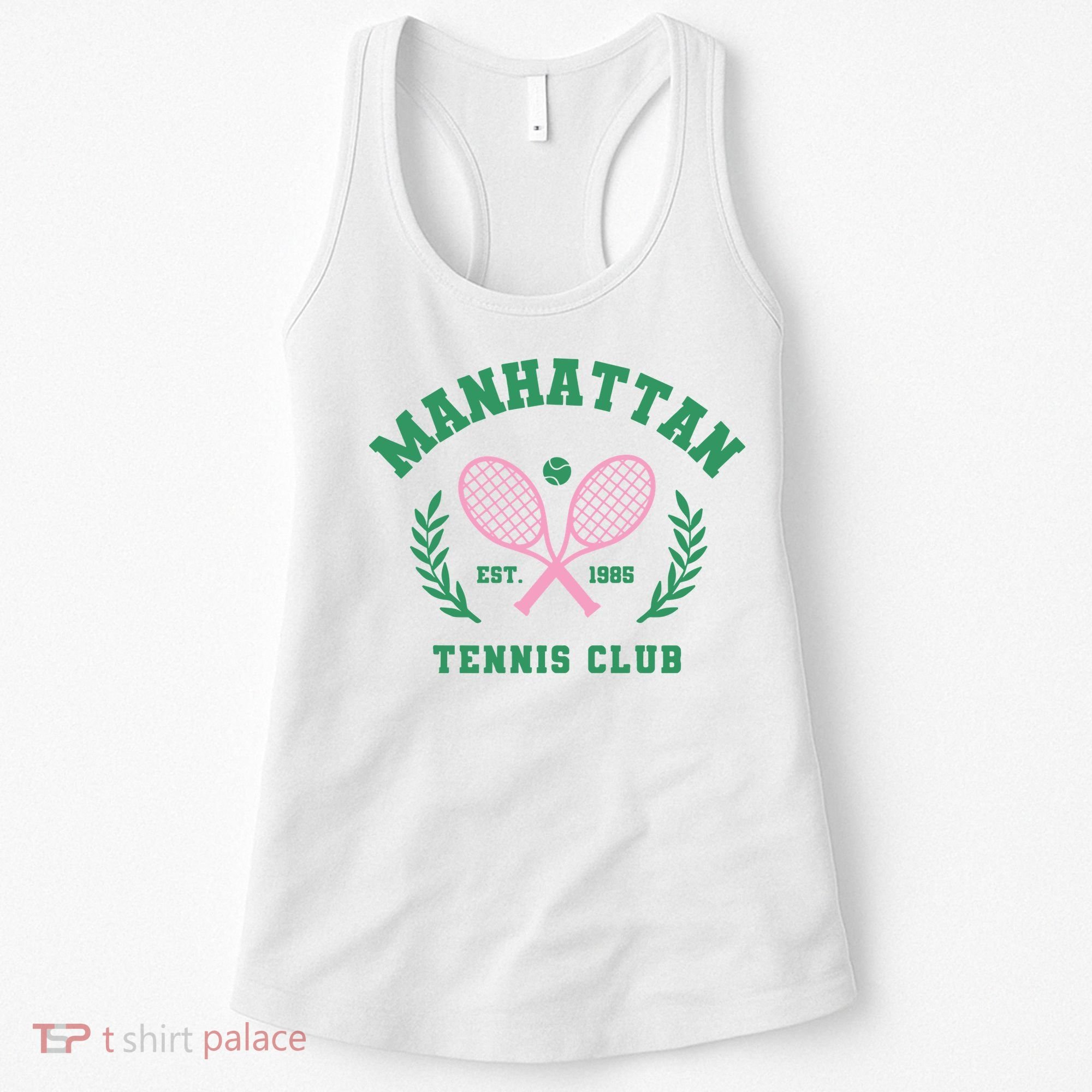 Manhattan Tennis Club Pink And Green Tennis Women's Tank Top