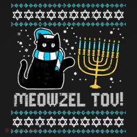 Meowzel Tov Chanukah Funny Jewish Cat Owner Ugly Hanukkah T-Shirt thumb 7