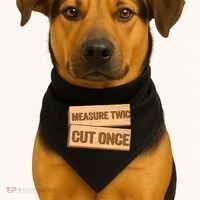 Measure Twice Cut Once Carpenter Funny Woodworking USA-Made Doggie Bandana thumb 1