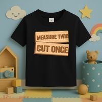 Measure Twice Cut Once Carpenter Funny Woodworking Toddler T-Shirt thumb 3