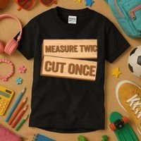 Measure Twice Cut Once Carpenter Funny Woodworking Kids T-Shirt thumb 3