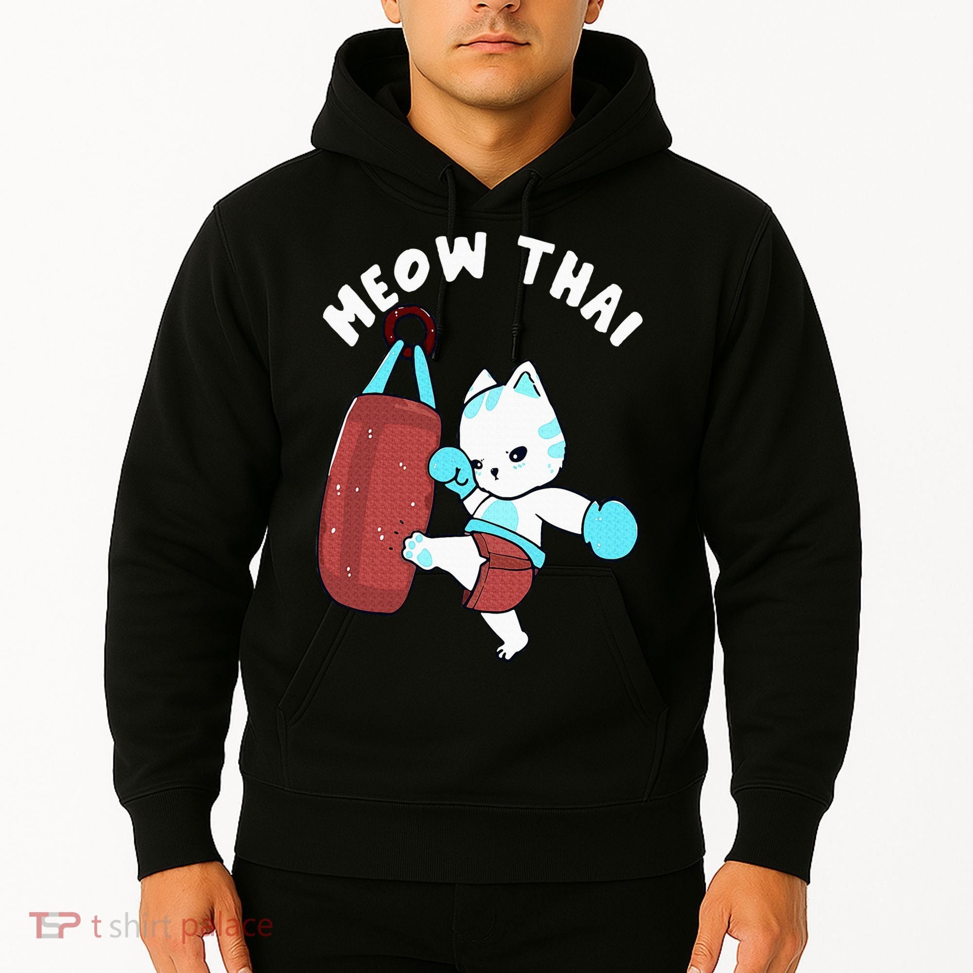 Muay Thai Cat Meow Thai Punching Bag Fighting Sport Hoodie