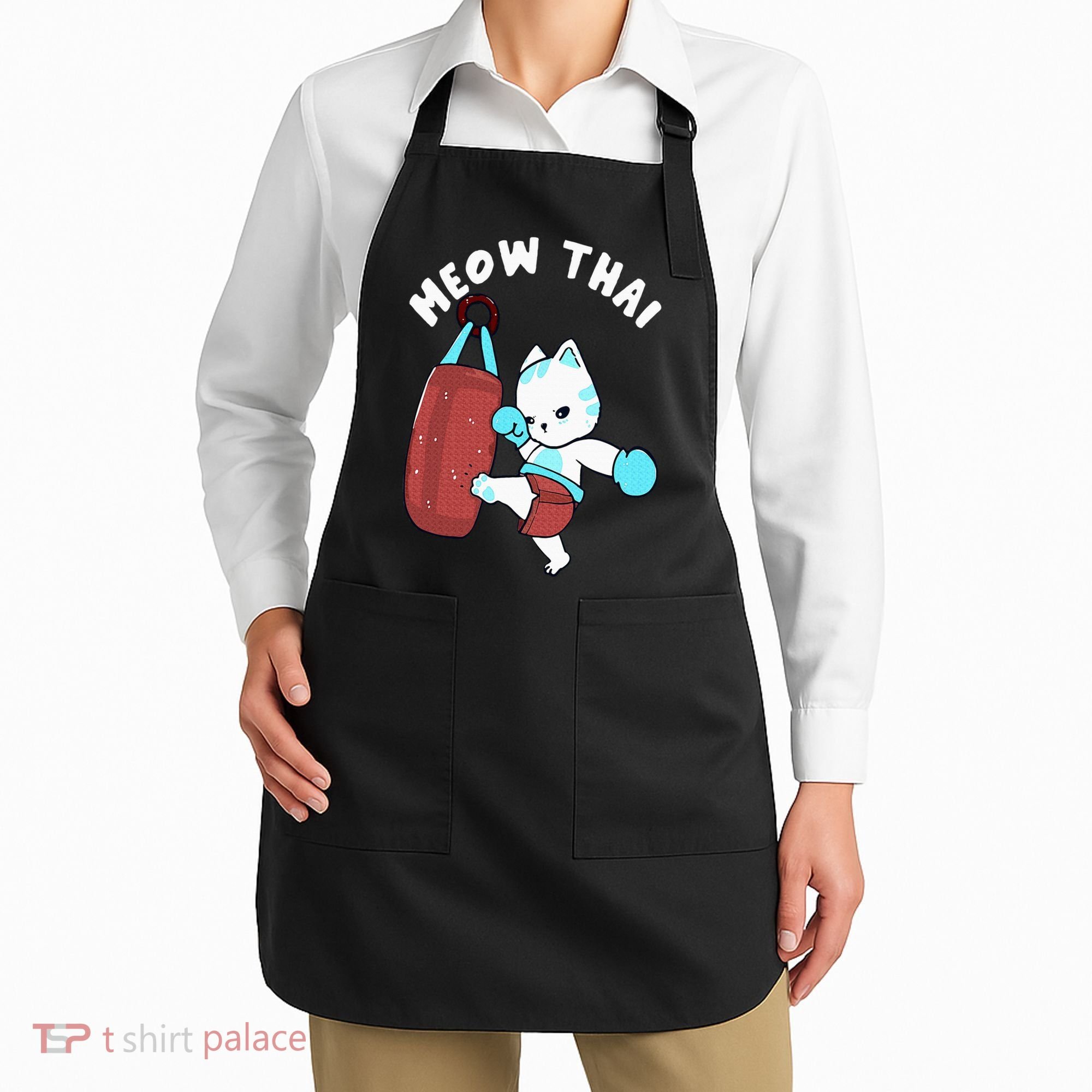 Muay Thai Cat Meow Thai Punching Bag Fighting Sport Apron