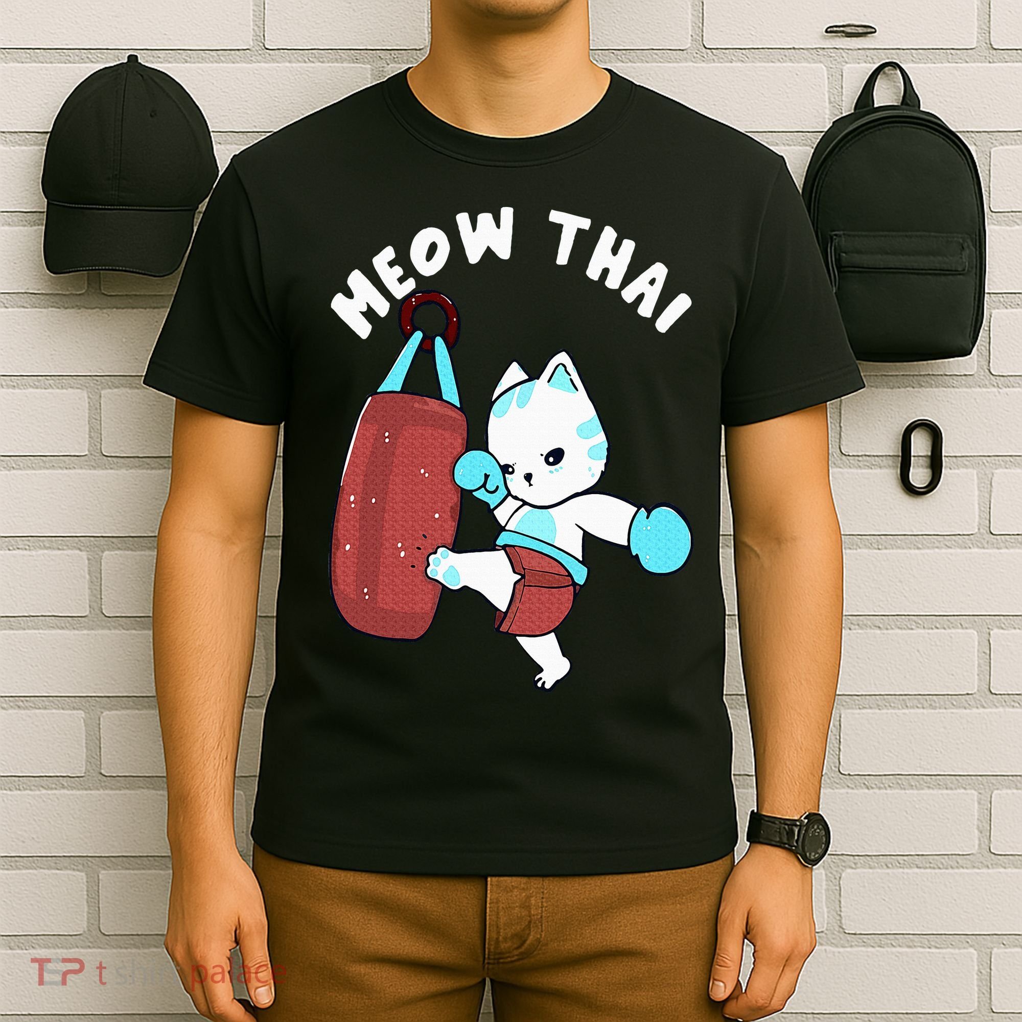 Muay Thai Cat Meow Thai Punching Bag Fighting Sport T-Shirt
