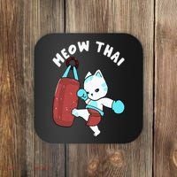 Muay Thai Cat Meow Thai Punching Bag Fighting Sport Coaster thumb 0