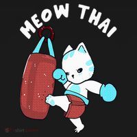 Muay Thai Cat Meow Thai Punching Bag Fighting Sport Mousepad thumb 1