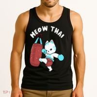 Muay Thai Cat Meow Thai Punching Bag Fighting Sport Tank Top thumb 3