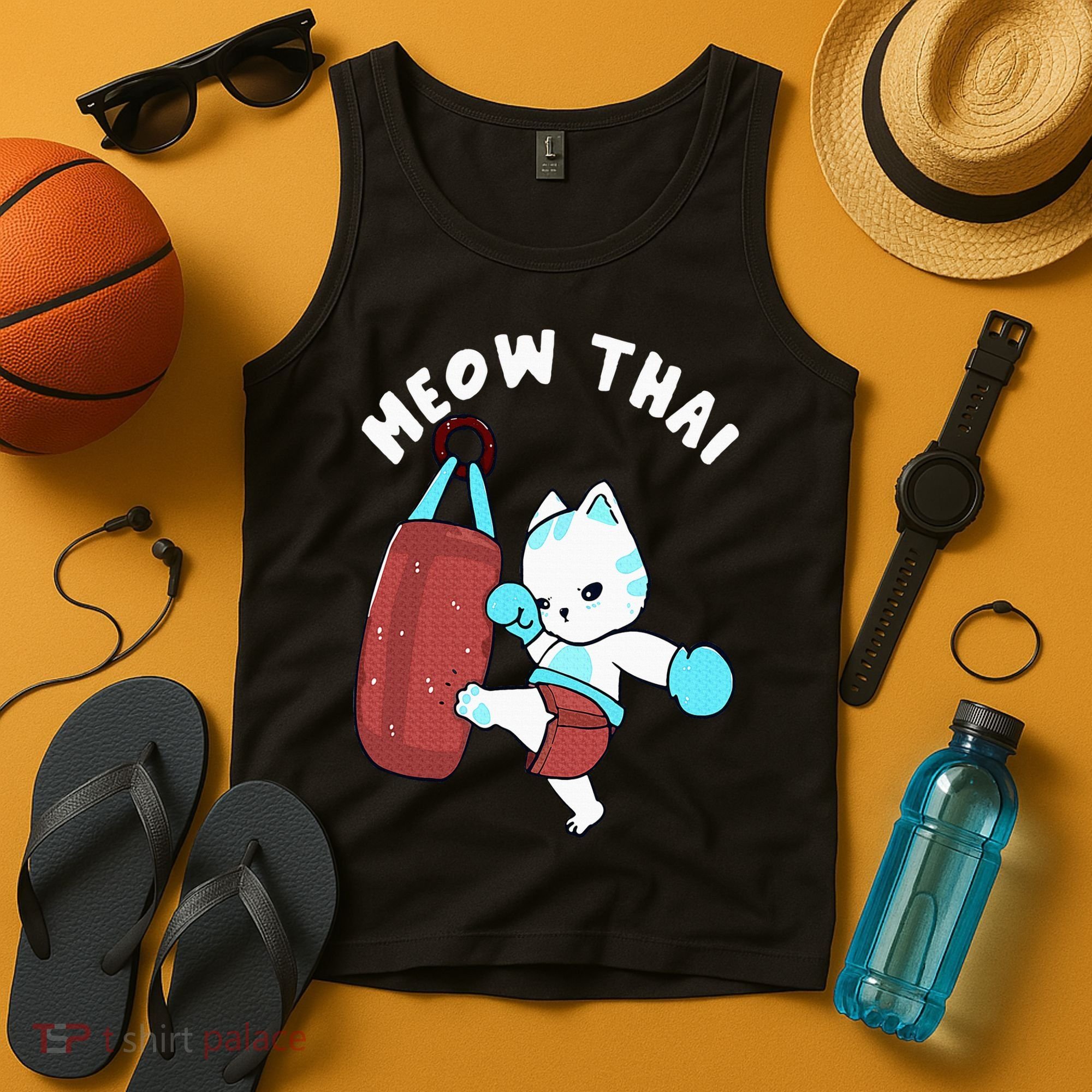 Muay Thai Cat Meow Thai Punching Bag Fighting Sport Tank Top