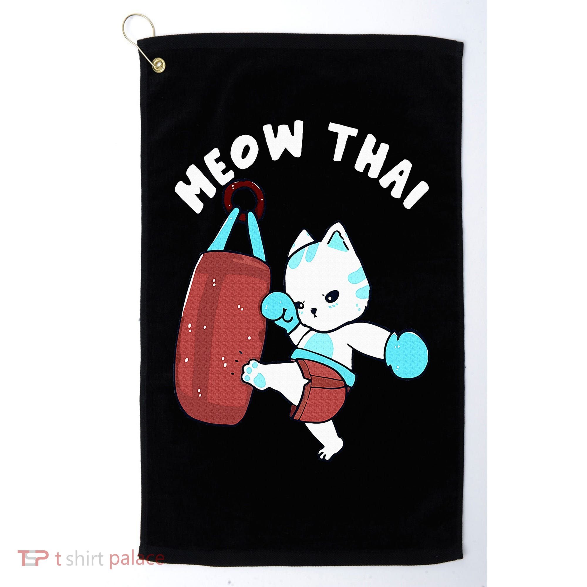 Muay Thai Cat Meow Thai Punching Bag Fighting Sport Golf Towel