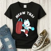 Muay Thai Cat Meow Thai Punching Bag Fighting Sport Women's T-Shirt thumb 3
