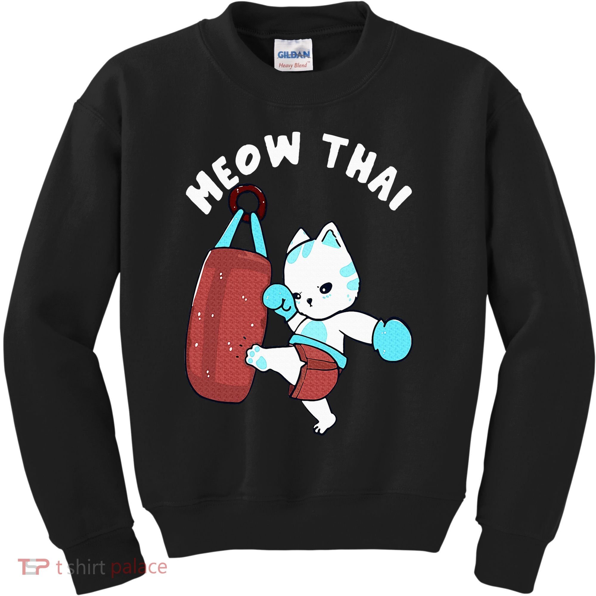 Muay Thai Cat Meow Thai Punching Bag Fighting Sport Kids Sweatshirt