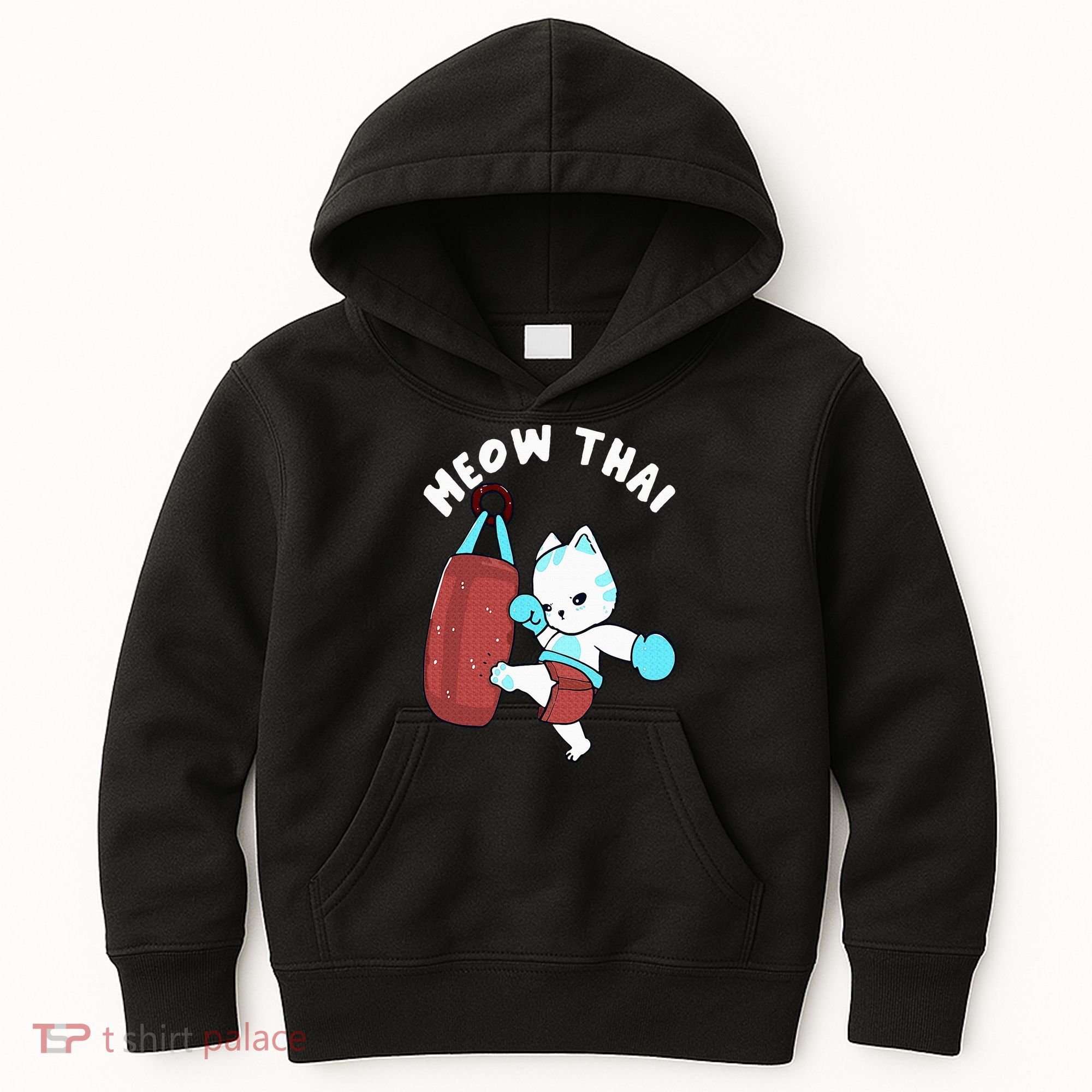 Muay Thai Cat Meow Thai Punching Bag Fighting Sport Kids Hoodie