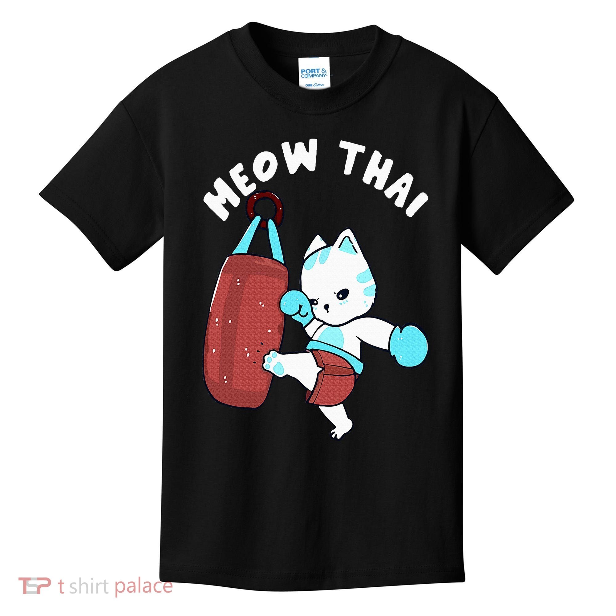Muay Thai Cat Meow Thai Punching Bag Fighting Sport Kids T-Shirt